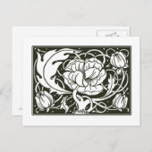 アール・ヌーボー・スタイルの花のイラストが入ったポストカード ポストカード (正面/裏面)