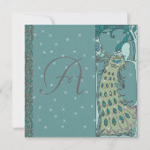 アール・ヌーボー・ピーコックのディナー招待状 招待状 (裏面)