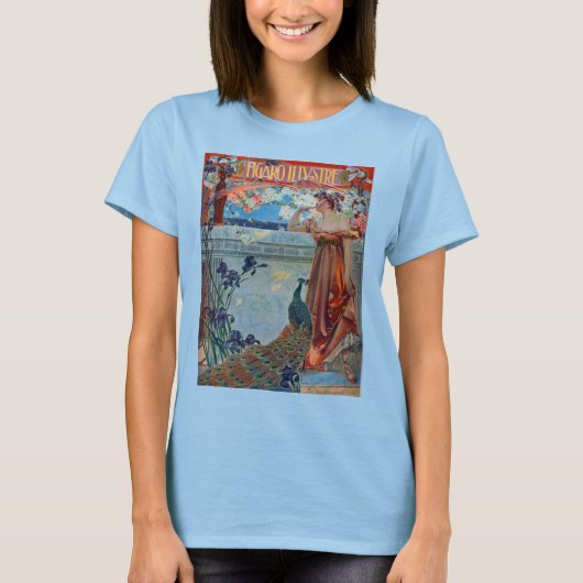 アール・ヌーボー ペコックの女性 Tシャツ (正面)