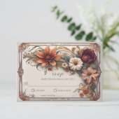 アール・ヌーボー・リアリスティック・フラワーズ・ウェディング・レスポンスカード 出欠カード (スタンド正面)