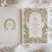 アール・ヌーボー ヴィンテージ ウェディング シャワー 招待状 デコ