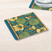 アール・ヌーヴォーなす 蓮 青金 Verneuil スクエアペーパーコースター (アングル)
