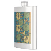 アール・ヌーヴォーなスイカズラの青と金の花のヴェルヌイユ フラスク (左)