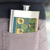 アール・ヌーヴォーなスイカズラの青と金の花のヴェルヌイユ フラスク (インサイチュ)