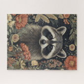 アール・ヌーヴォーのアライグマの花のデザイン ヴィンテージ アート ジグソーパズル (横)