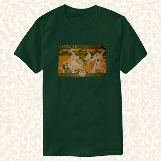 アール・ヌーヴォーのオートバイ Werner Cycling ヴィンテージTシャツ Tシャツ