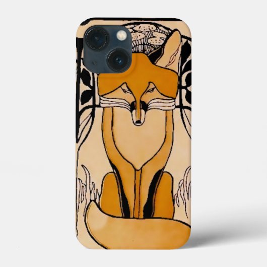 アール・ヌーヴォーのキツネのイラスト | 森の野生動物 Case-Mate iPhoneケース (裏面)