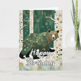 アール・ヌーヴォーのクマの誕生日カスタムデザイン カード