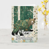 アール・ヌーヴォーのクマの誕生日カスタムデザイン カード (黄色い花)