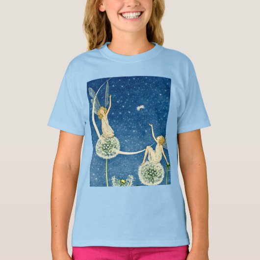 アール・ヌーヴォーのタンポポの妖精イラスト Tシャツ (正面)