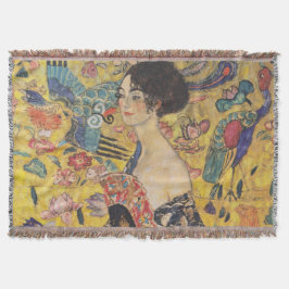 アール・ヌーヴォーのレディ ファンを持つ婦人の絵画 スローブランケット