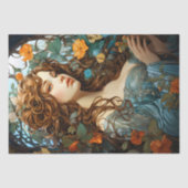 アール・ヌーヴォーのヴィクトリア朝の花柄の女神 薄葉紙 (正面)