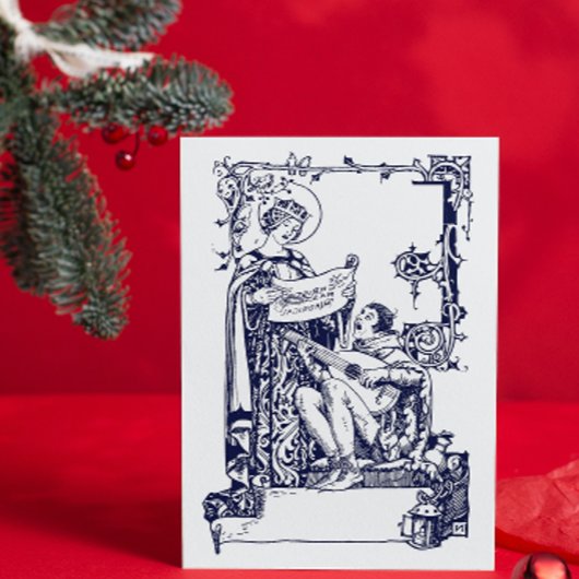 アール・ヌーヴォーのヴィンテージ中世クリスマス・キャロル シーズンカード