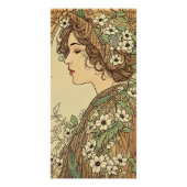 アール・ヌーヴォーの女性と春の花  ポスター (正面)