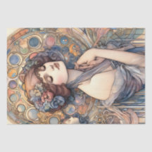 アール・ヌーヴォーの女性ティッシュペーパー アート＆クラフト用