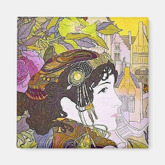 アール・ヌーヴォーの女性 マグネット (正面)