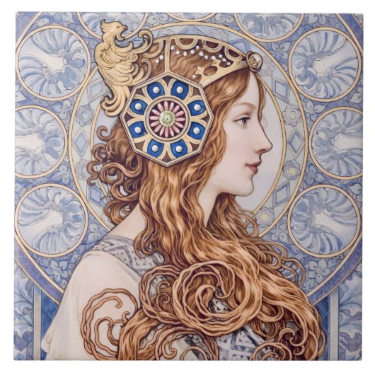 アール・ヌーヴォーの女王の肖像画 タイル (正面)
