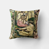 アール・ヌーヴォーの妖精ミュージシャン ビンテージイラスト クッション (裏面)
