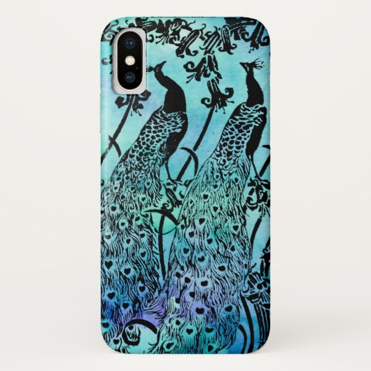 アール・ヌーヴォーの孔雀のイラスト | アンティーク Case-Mate iPhoneケース (裏面)