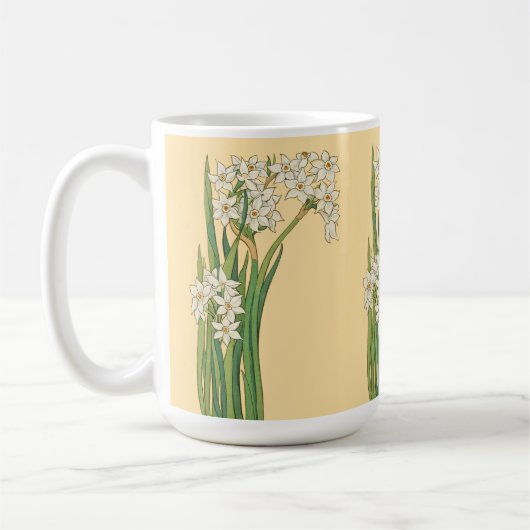 アール・ヌーヴォーの水仙の花 コーヒーマグカップ (左)