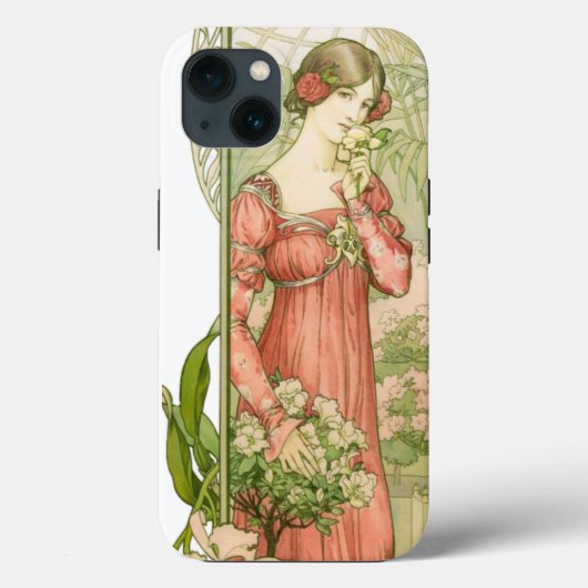 アール・ヌーヴォーの温室の貴婦人 - エレガントなビンテージイラスト Case-Mate iPhoneケース (裏面)