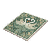 アール・ヌーヴォーの白鳥のカップル装飾ウォールアクセント タイル (側面)