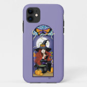 アール・ヌーヴォーの秋の魔女のカボチャ 紫の月 Case-Mate iPhoneケース (裏面)