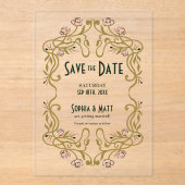 アール・ヌーヴォーの結婚式Save The Date アクリル招待状 (正面)