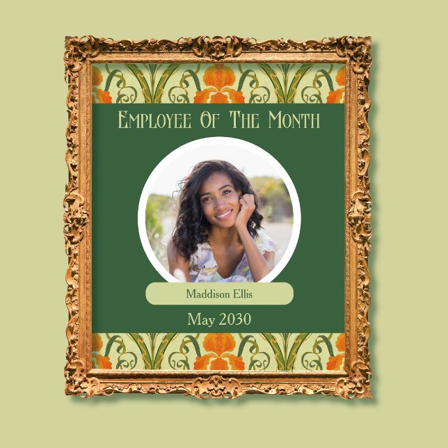 アール・ヌーヴォーの緑の月間最優秀従業員サイン (Green Art Nouveau Employee Of The Month Sign)