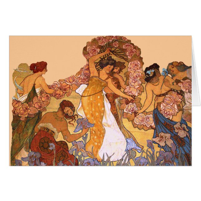 アール・ヌーヴォーの花の乙女たち ヴィンテージ ムシャ風 (正面横)