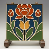 アール・ヌーヴォーの花咲く陶磁器タイル タイル