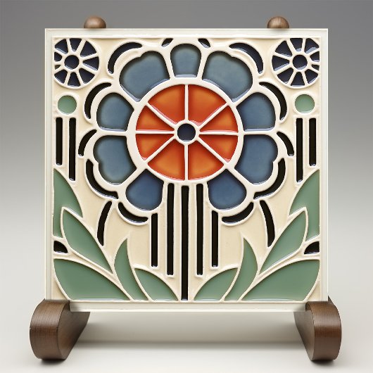 アール・ヌーヴォーの花咲く陶磁器タイル タイル