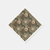 アール・ヌーヴォーの花柄壁画デザイン スタンダードカクテルナプキン (角)