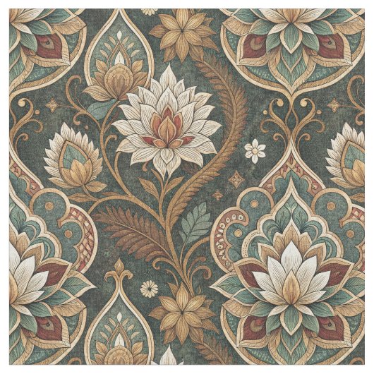 アール・ヌーヴォーの花柄壁画デザイン ファブリック (クローズアップ)