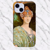 アール・ヌーヴォーの貴婦人と孔雀のヴィンテージイラスト Case-Mate iPhoneケース