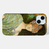 アール・ヌーヴォーの貴婦人と孔雀のヴィンテージイラスト  Case-Mate iPhoneケース (裏面 (横))