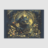 アール・ヌーヴォーの黒猫と金色の花 薄葉紙 (正面)