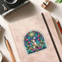 アール・ヌーヴォーカラフルステンドグラスイースターバニー シール