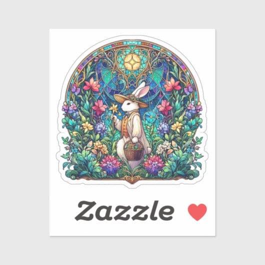 アール・ヌーヴォーカラフルステンドグラスイースターバニー シール (シート)