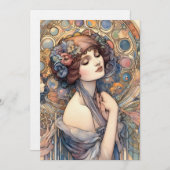 アール・ヌーヴォー女性の肖像スクラップブッキングペーパー 招待状 (正面/裏面)