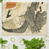 アール・ヌーヴォー時代のダンサー、ジャンヌ・アヴリル（Jane Avril）- トゥールーズ・ロート キッチンタオル (折り畳み)