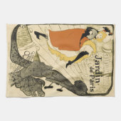 アール・ヌーヴォー時代のダンサー、ジャンヌ・アヴリル（Jane Avril）- トゥールーズ・ロート キッチンタオル (横)