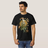 アール・ヌーヴォー様式のビンテージアート オウム 蘭の花 Tシャツ (正面フル)