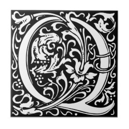 アール・ヌーヴォー様式のモノグラム、Q字 タイル