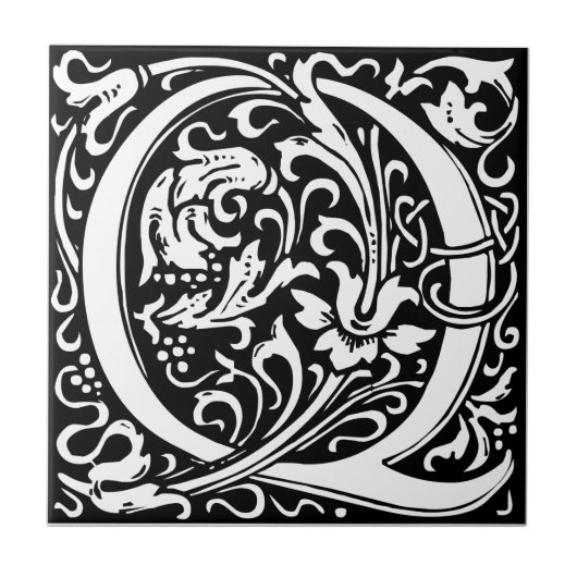 アール・ヌーヴォー様式のモノグラム、Q字 タイル (正面)