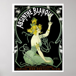 アール・ヌーヴォー様式の古風なデザイン　アブサン・ブランキ by Nover ポスター