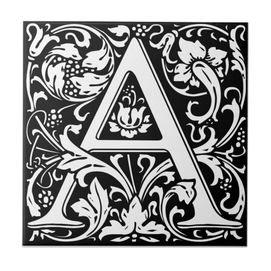 アール・ヌーヴォー様式の美術字モノグラムA タイル (正面)