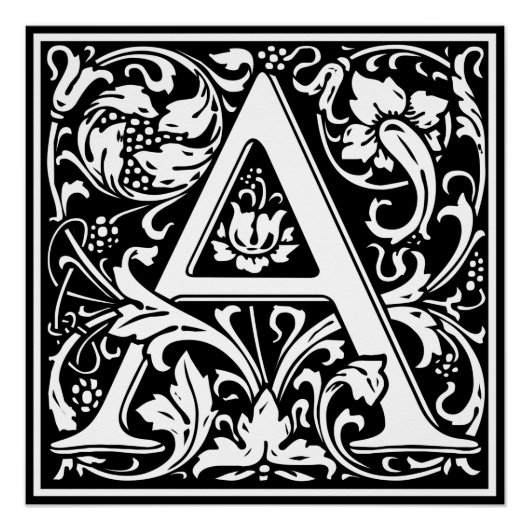 アール・ヌーヴォー様式の美術字モノグラムA ポスター (正面)