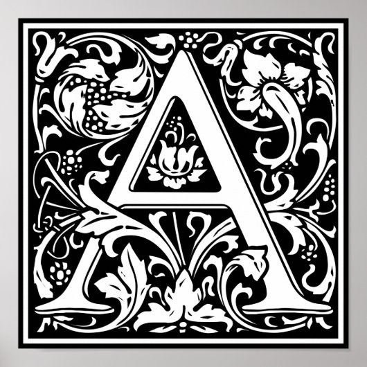 アール・ヌーヴォー様式の美術字モノグラムA ポスター (正面)
