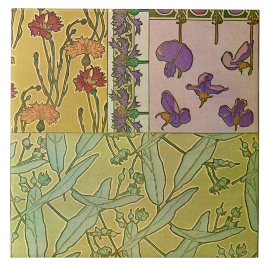 アール・ヌーヴォー様式の花々、ムシャ タイル (正面)